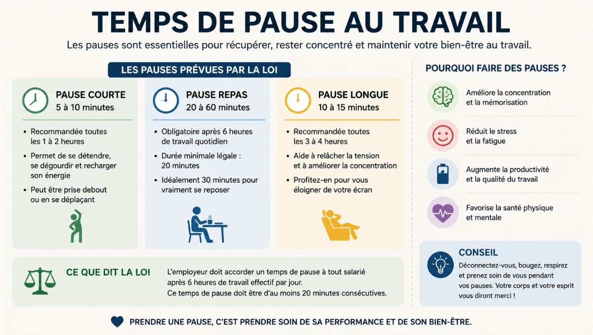 Read more about the article Temps de Pause au Travail en France – Durée Légale, Règles et Calcul