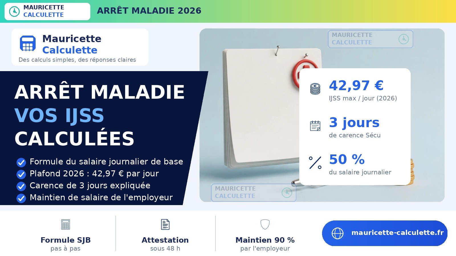 Read more about the article Arrêt maladie 2026 : calcul IJSS et maintien de salaire