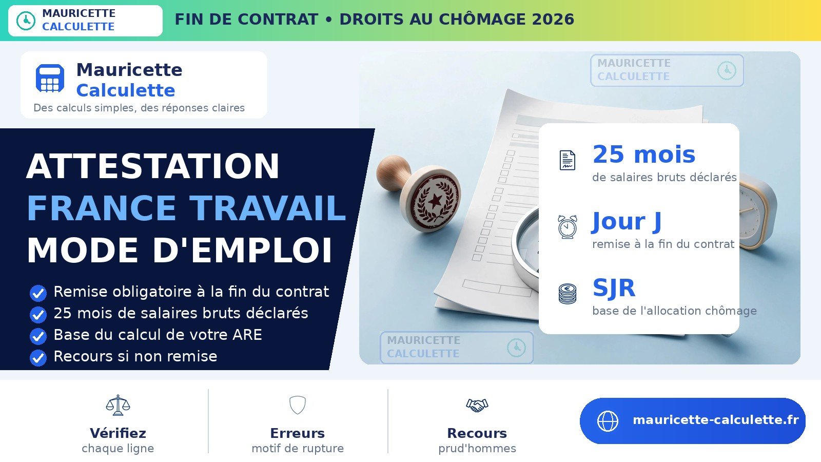Read more about the article Attestation France Travail 2026 : contenu, calcul des salaires, délais et recours