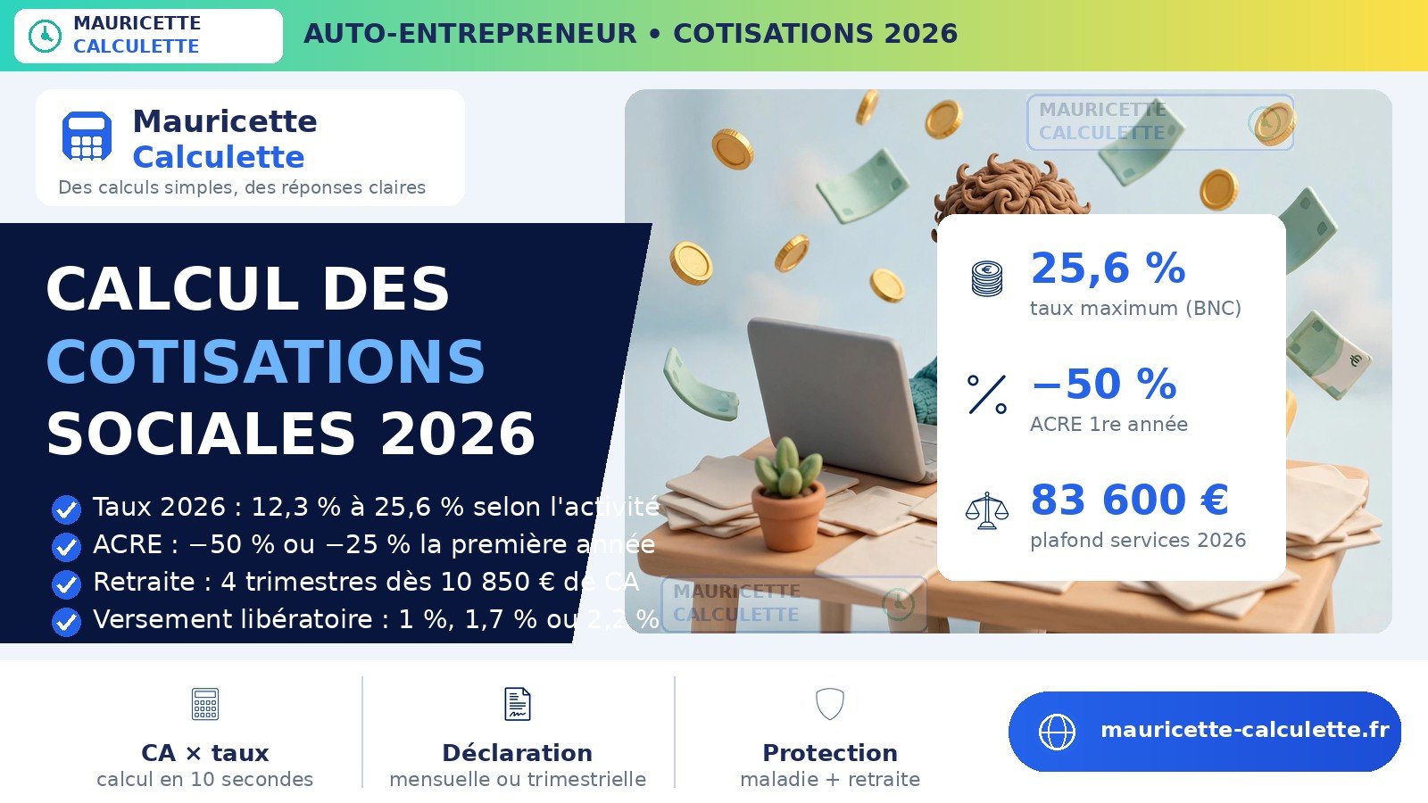 Read more about the article Auto-entrepreneur 2026 : calcul des cotisations sociales