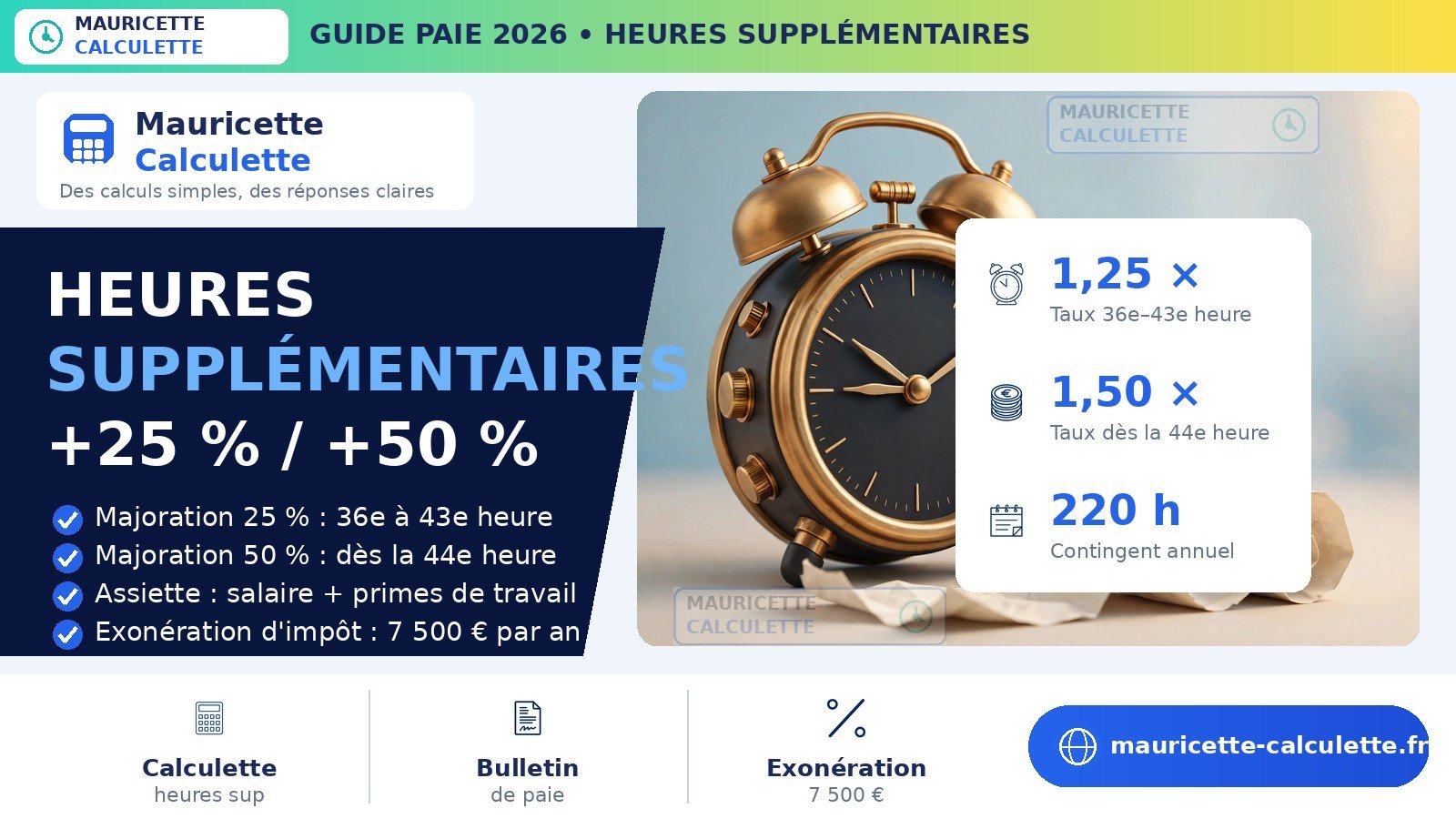 Read more about the article Heures supplémentaires 2026 : calcul, majorations, exemples