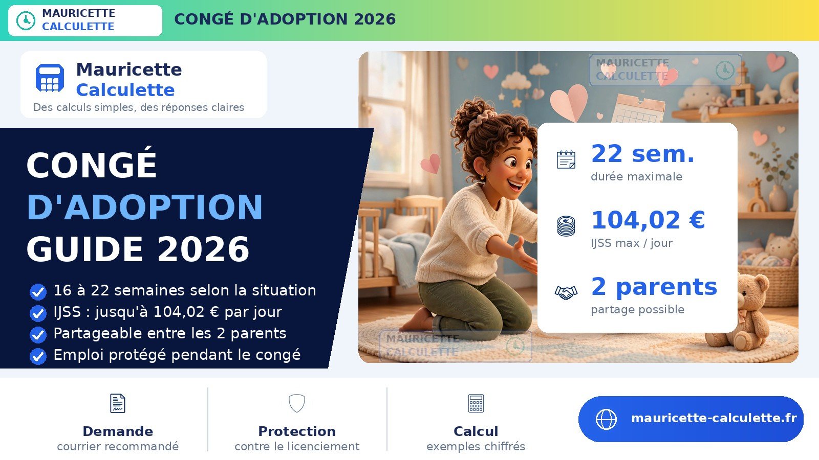 You are currently viewing Congé d’adoption 2026 : durée, indemnisation et calcul