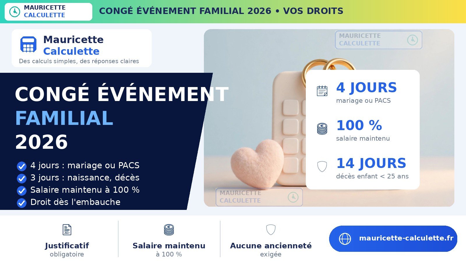 Read more about the article Congé événement familial 2026 : jours, droits et calcul