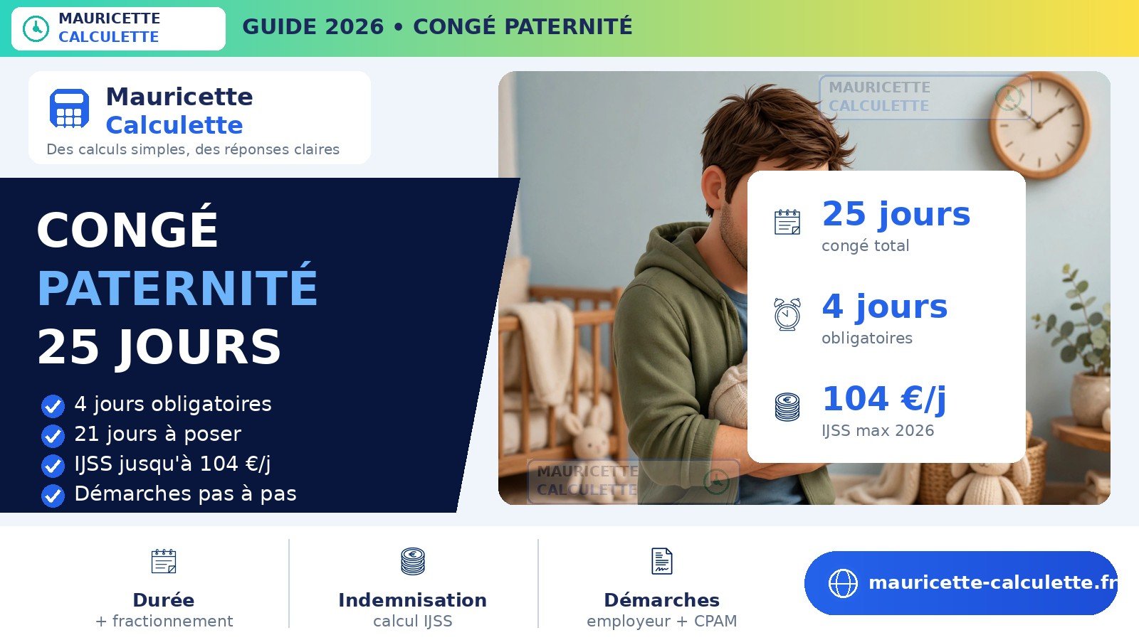 You are currently viewing Congé paternité 2026 : durée, indemnisation et calcul