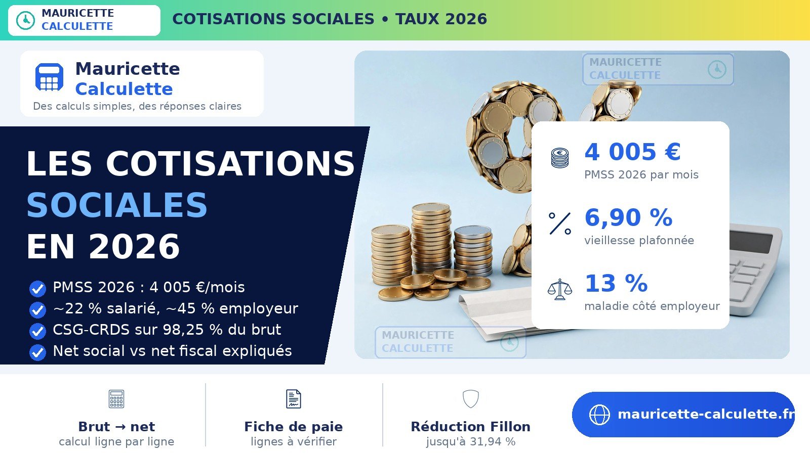 Read more about the article Cotisations sociales 2026 : taux, calcul et plafonds