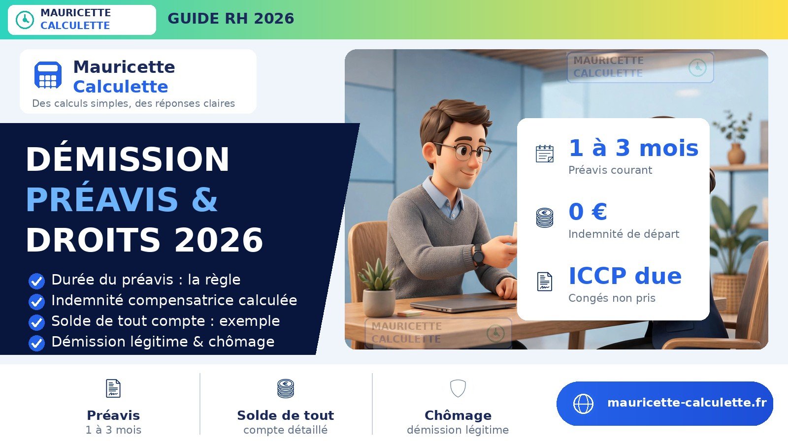 Read more about the article Démission 2026 : préavis, indemnités et calcul de vos droits