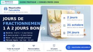 Read more about the article Jours de fractionnement 2026 : conditions, calcul et barème
