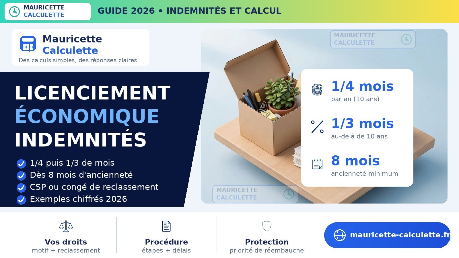 Read more about the article Licenciement économique 2026 : indemnités, calcul et droits
