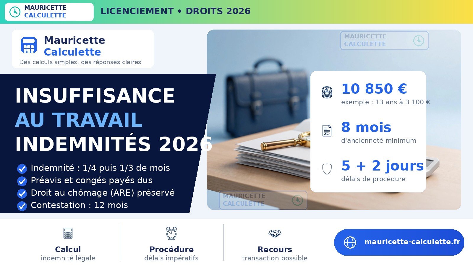 Read more about the article Licenciement insuffisance professionnelle : indemnités 2026