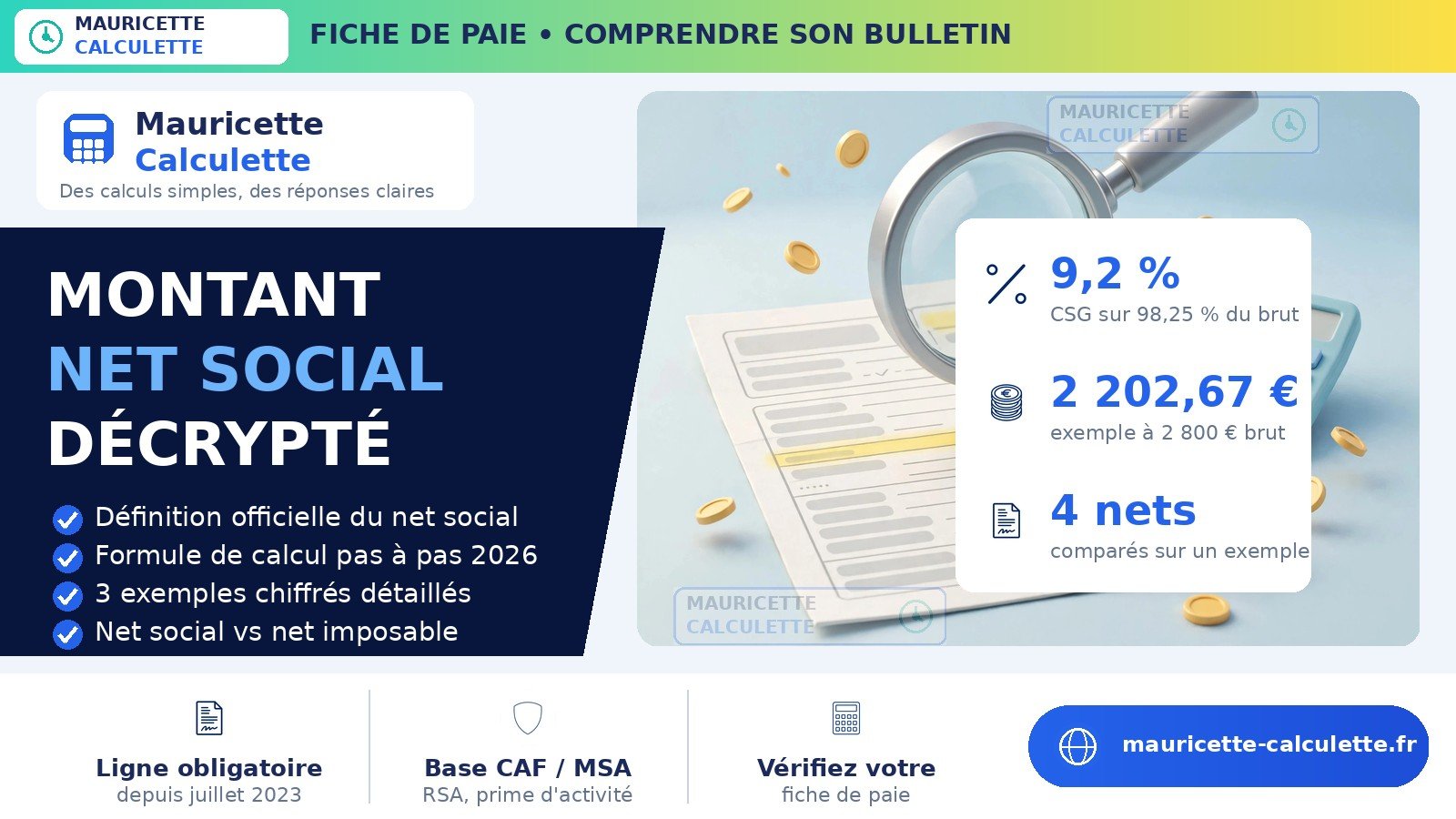 Read more about the article Montant net social : définition, calcul et exemples (2026)