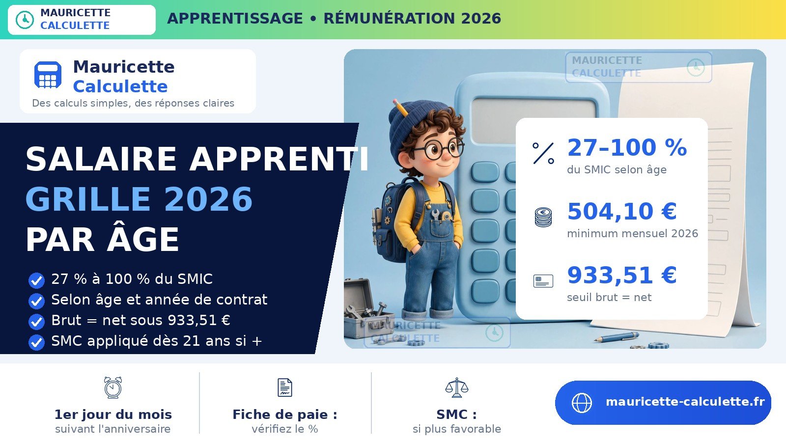 Read more about the article Salaire apprenti 2026 : grille par âge, montants et calcul