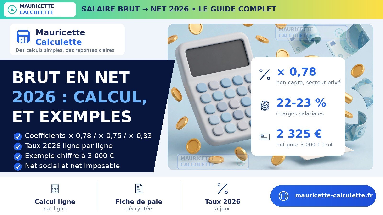 Read more about the article Salaire brut en net 2026 : calcul, taux et tableau