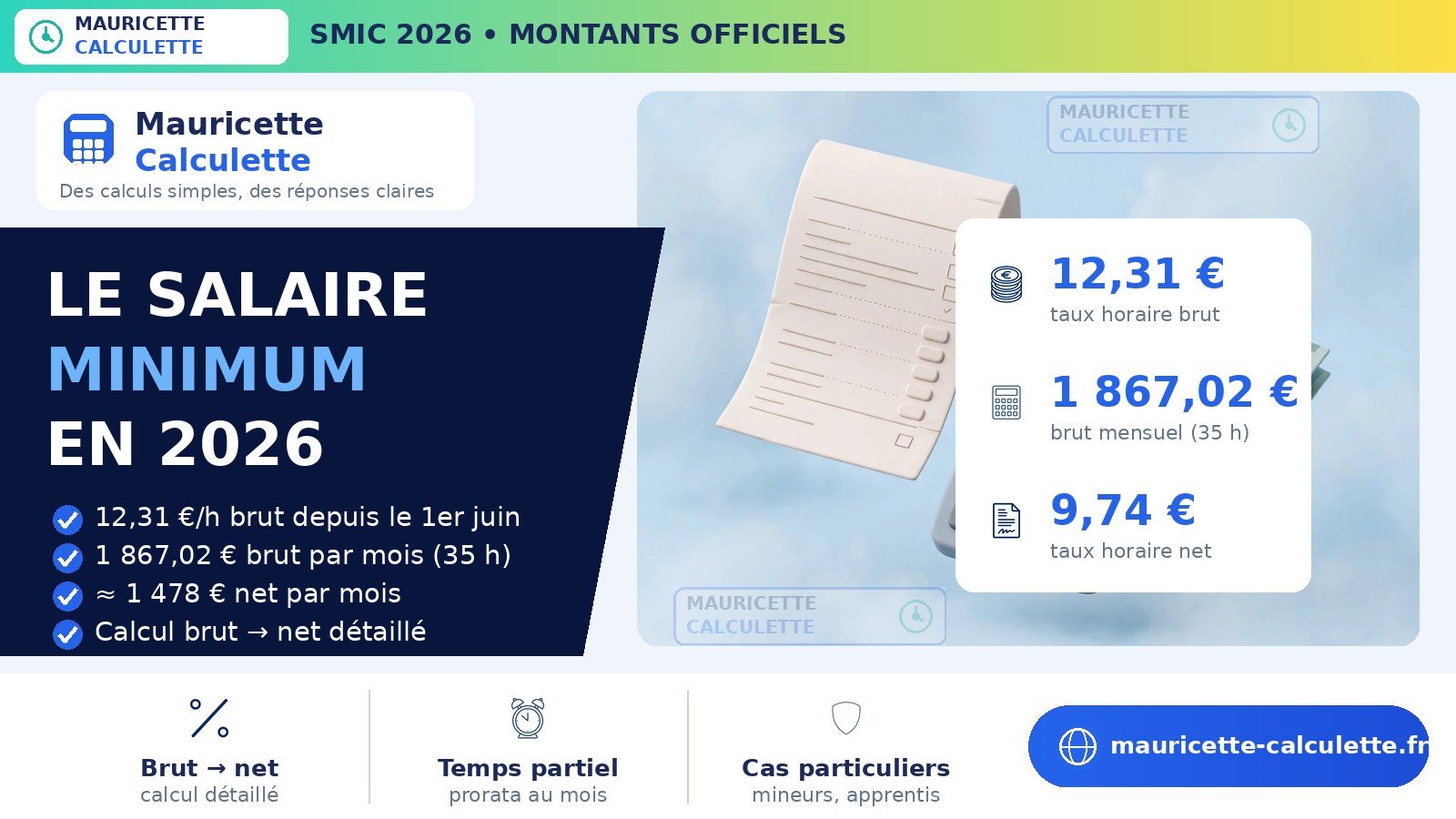 Read more about the article SMIC 2026 : montant brut, net, taux horaire et calcul