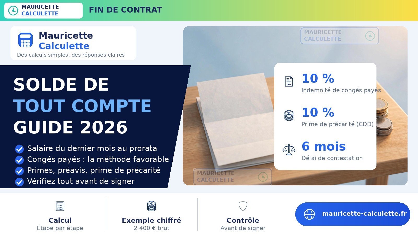 Read more about the article Solde de tout compte : calcul étape par étape (guide 2026)